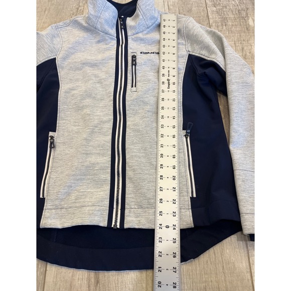 Cinch Womens Bonded Jacket Grey Navy Blue Full Zip Fleece Lined Mock Neck - Picture 5 of 9
